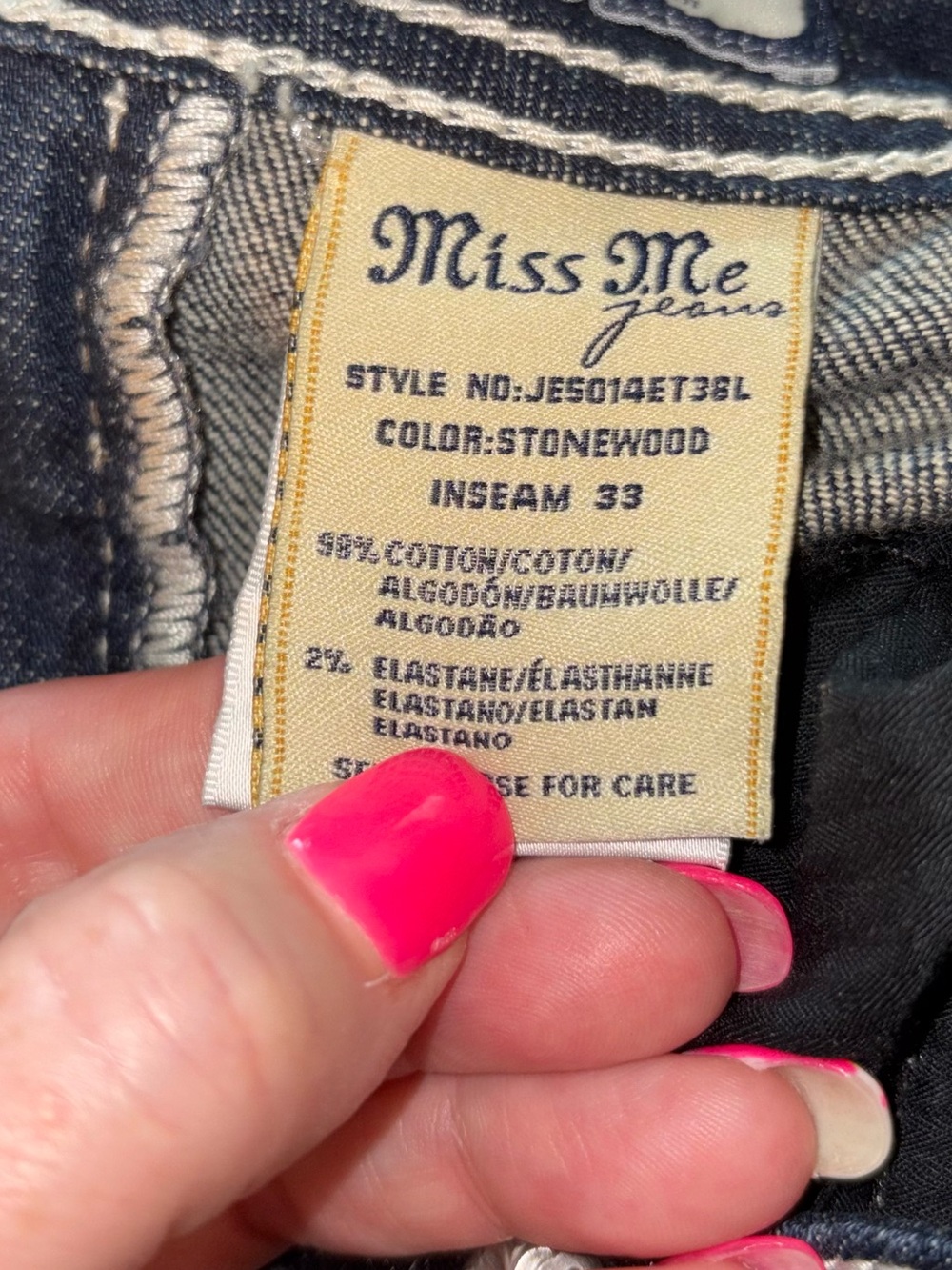 Miss Me Easy Straight Jeans 28 Stonewood Dark Wash Embellished Stretch Denim - Picture 8 of 8